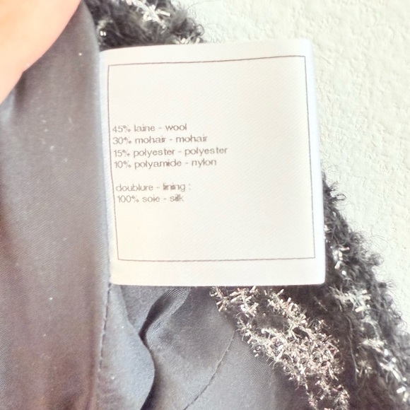 Chanel Black Silver Jacket & Skirt set CC Gripoix buttons Wool blend Vintage 40 - Picture 14 of 14